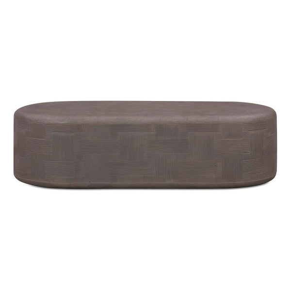 TOV Furniture Suraya Modern Rounded Concrete Coffee Table for Indoor/Outdoor Use – Chic, Durable & Stylish Design Dark Umber TOV-OC54660