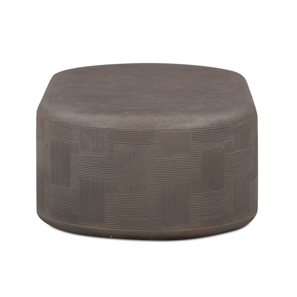 TOV Furniture Suraya Modern Rounded Concrete Coffee Table for Indoor/Outdoor Use – Chic, Durable & Stylish Design Dark Umber TOV-OC54660