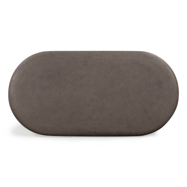 TOV Furniture Suraya Modern Rounded Concrete Coffee Table for Indoor/Outdoor Use – Chic, Durable & Stylish Design Dark Umber TOV-OC54660