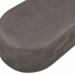 TOV Furniture Suraya Modern Rounded Concrete Coffee Table for Indoor/Outdoor Use – Chic, Durable & Stylish Design Dark Umber TOV-OC54660