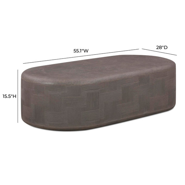 TOV Furniture Suraya Modern Rounded Concrete Coffee Table for Indoor/Outdoor Use – Chic, Durable & Stylish Design Dark Umber TOV-OC54660