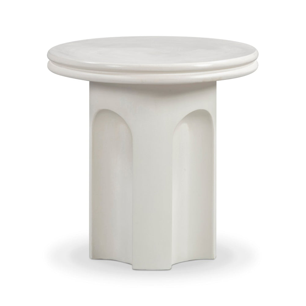 TOV Furniture Cassandra Ivory Concrete Side Table: Stylish Indoor/Outdoor Accent with Modern Architectural Design TOV-OC54667
