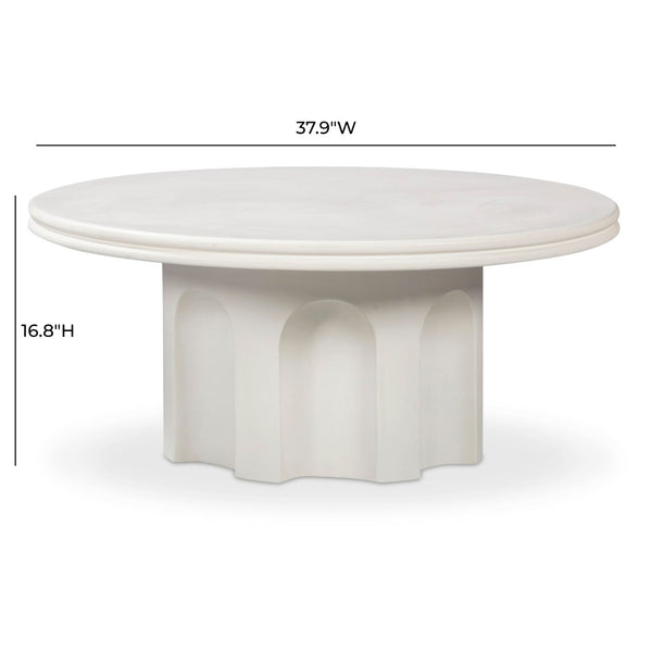 TOV Furniture Cassandra 38" Ivory Round Concrete Coffee Table – Stylish, Durable, Indoor/Outdoor Design for Modern Spaces TOV-OC54668