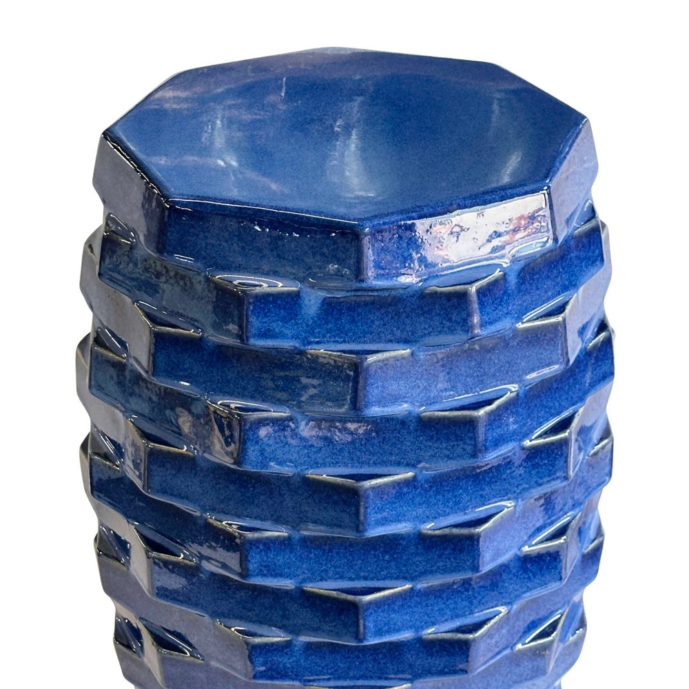 TOV Furniture Trax Azul Vibrant Blue Handcrafted Ceramic Side Table – Unique Accent for Indoors & Outdoors! TOV-OC54677