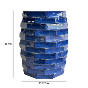 TOV Furniture Trax Azul Vibrant Blue Handcrafted Ceramic Side Table – Unique Accent for Indoors & Outdoors! TOV-OC54677