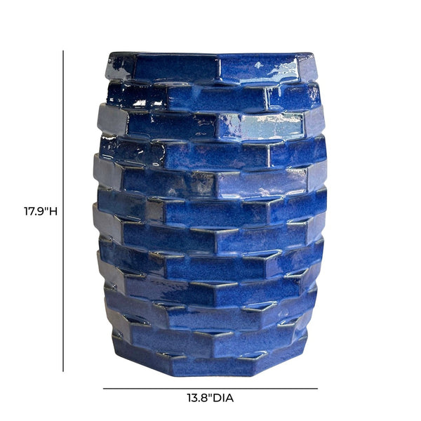 TOV Furniture Trax Azul Vibrant Blue Handcrafted Ceramic Side Table – Unique Accent for Indoors & Outdoors! TOV-OC54677
