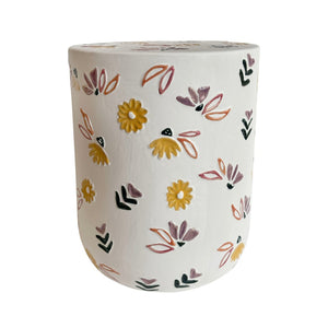 TOV Furniture Ceramic Hand-Painted Floral Side Table - Unique Artisanal Design for Indoor & Outdoor Spaces TOV-OC54694