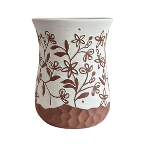TOV Furniture Ceramic Handcrafted Terracotta Table - Unique Accent Piece for Indoor/Outdoor Use, 3D Floral Design TOV-OC54698