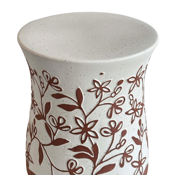 TOV Furniture Ceramic Handcrafted Terracotta Table - Unique Accent Piece for Indoor/Outdoor Use, 3D Floral Design TOV-OC54698