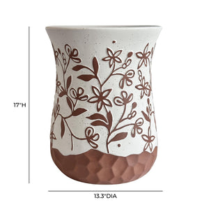 TOV Furniture Ceramic Handcrafted Terracotta Table - Unique Accent Piece for Indoor/Outdoor Use, 3D Floral Design TOV-OC54698