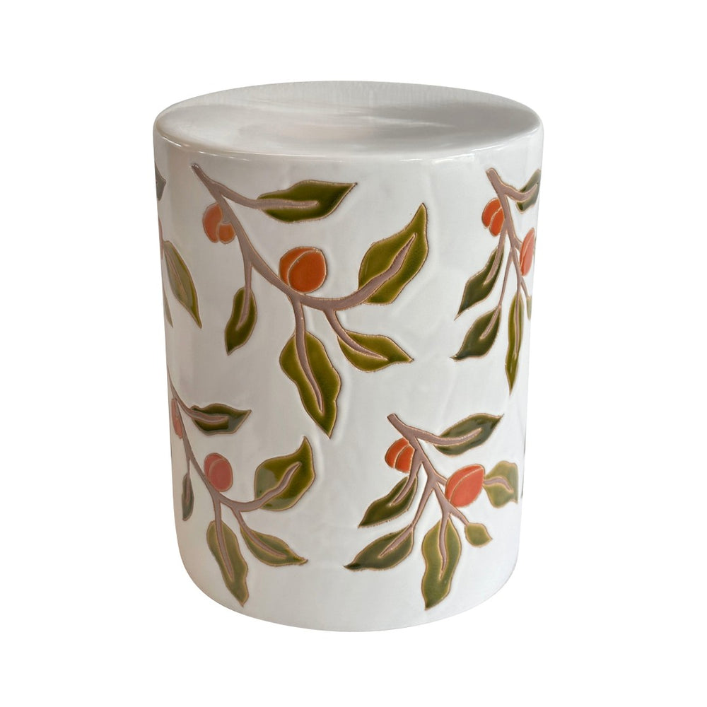 TOV Furniture Tempest Handcrafted Ceramic Side Table - Colorful Indoor/Outdoor Accent with Unique Citrus Motif Orange Citrus TOV-OC54699