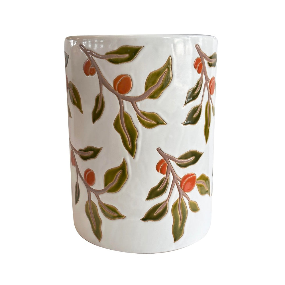 TOV Furniture Tempest Handcrafted Ceramic Side Table - Colorful Indoor/Outdoor Accent with Unique Citrus Motif Orange Citrus TOV-OC54699