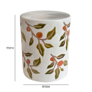 TOV Furniture Tempest Handcrafted Ceramic Side Table - Colorful Indoor/Outdoor Accent with Unique Citrus Motif Orange Citrus TOV-OC54699