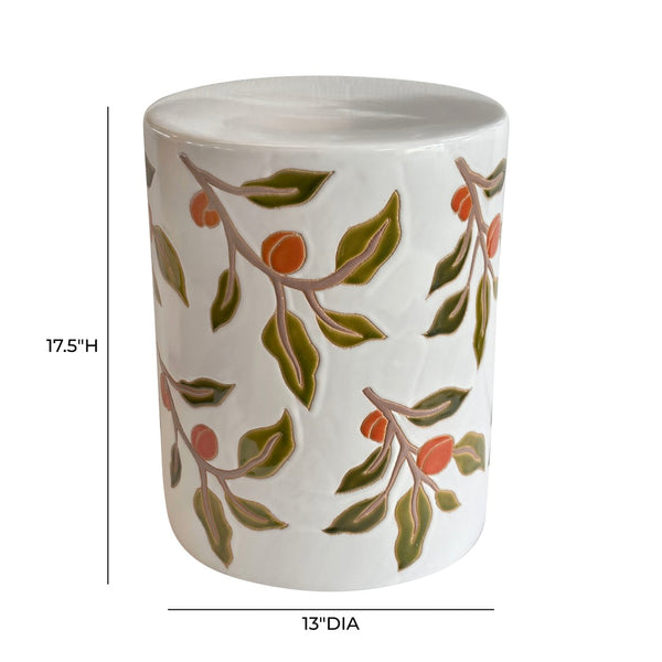 TOV Furniture Tempest Handcrafted Ceramic Side Table - Colorful Indoor/Outdoor Accent with Unique Citrus Motif Orange Citrus TOV-OC54699