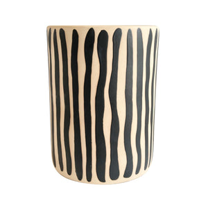 TOV Furniture Tempest Handcrafted Ceramic Side Table - Stylish Indoor/Outdoor Accent with Textured Artistry Black Stripes TOV-OC54702