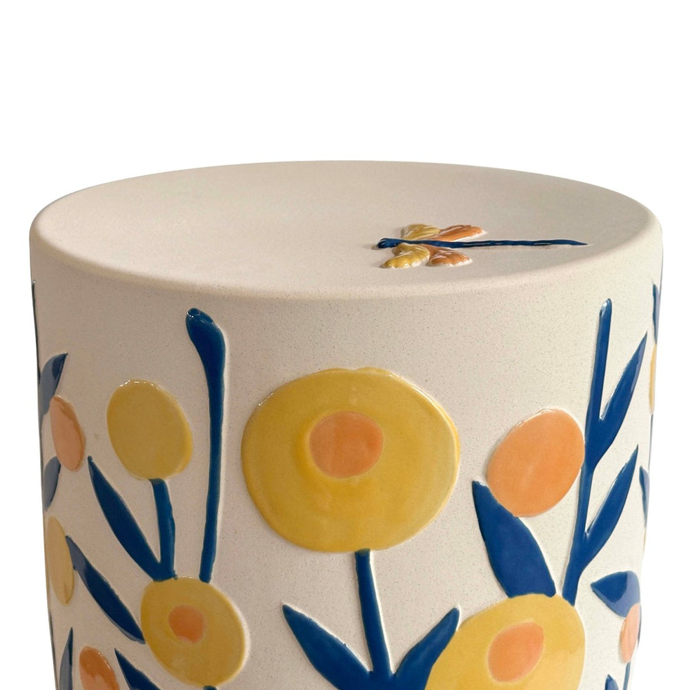 TOV Furniture Ceramic Hand-Painted Summer Garden Side Table – Unique, Weather-Resistant Accent for Indoors & Outdoors TOV-OC54706