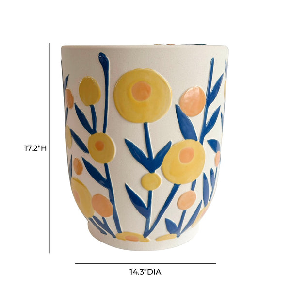 TOV Furniture Ceramic Hand-Painted Summer Garden Side Table – Unique, Weather-Resistant Accent for Indoors & Outdoors TOV-OC54706
