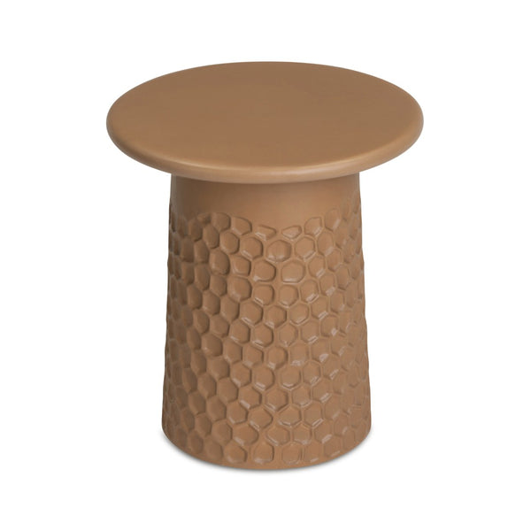 TOV Furniture Hessa Modern Concrete Chiseled Side Table for Indoor and Outdoor Use – Durable, Versatile Accent Piece Terracotta TOV-OC54709