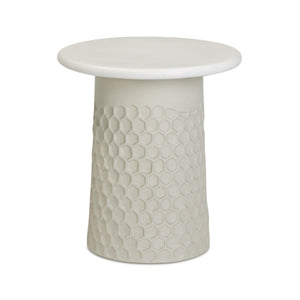 TOV Furniture Hessa Modern Concrete Chiseled Side Table for Indoor and Outdoor Use – Durable, Versatile Accent Piece Antique White TOV-OC54710