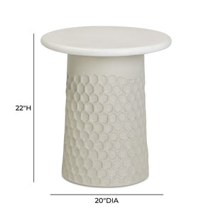TOV Furniture Hessa Modern Concrete Chiseled Side Table for Indoor and Outdoor Use – Durable, Versatile Accent Piece Antique White TOV-OC54710