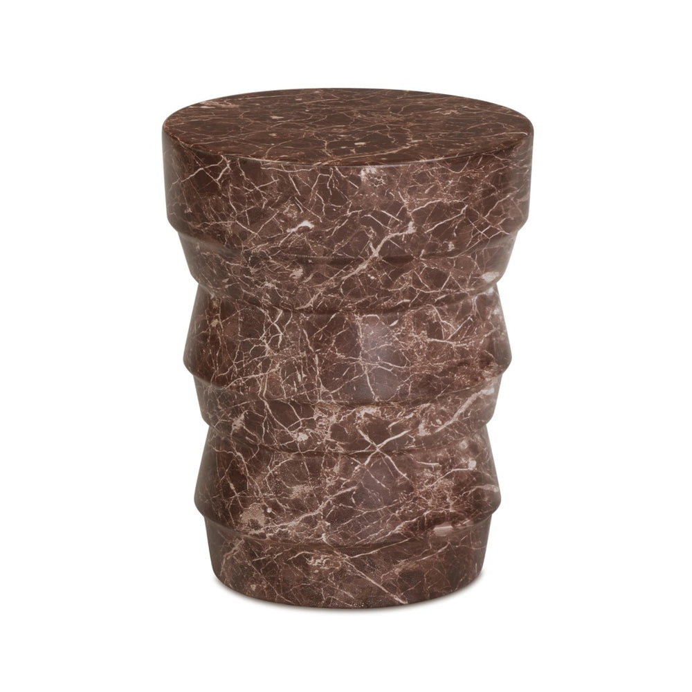 TOV Furniture Ayon Faux Red Levanto Marble Concrete Side Table - Stylish Indoor/Outdoor Accent for Any Space TOV-OC54711