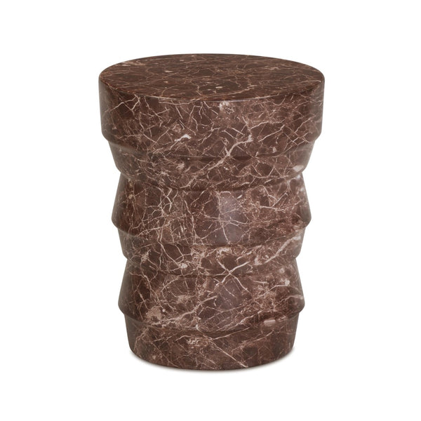 TOV Furniture Ayon Faux Red Levanto Marble Concrete Side Table - Stylish Indoor/Outdoor Accent for Any Space TOV-OC54711
