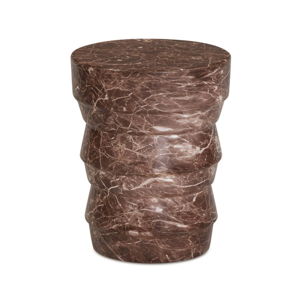 TOV Furniture Ayon Faux Red Levanto Marble Concrete Side Table - Stylish Indoor/Outdoor Accent for Any Space TOV-OC54711