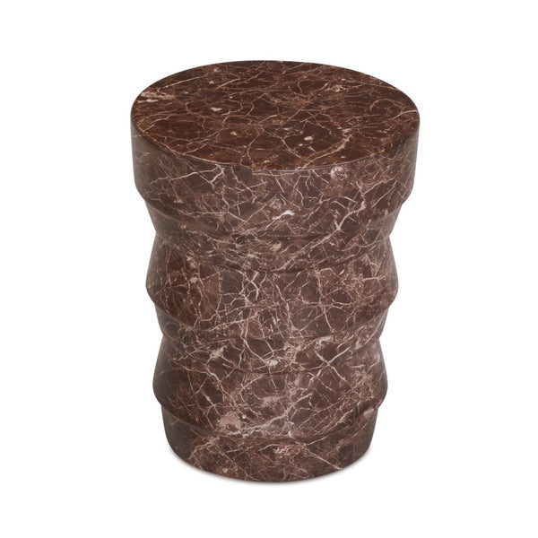 TOV Furniture Ayon Faux Red Levanto Marble Concrete Side Table - Stylish Indoor/Outdoor Accent for Any Space TOV-OC54711