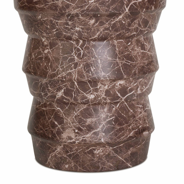 TOV Furniture Ayon Faux Red Levanto Marble Concrete Side Table - Stylish Indoor/Outdoor Accent for Any Space TOV-OC54711