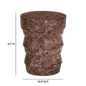 TOV Furniture Ayon Faux Red Levanto Marble Concrete Side Table - Stylish Indoor/Outdoor Accent for Any Space TOV-OC54711