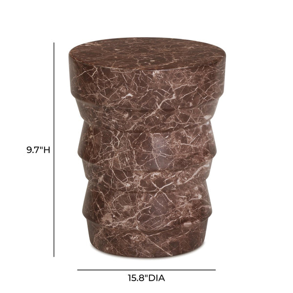 TOV Furniture Ayon Faux Red Levanto Marble Concrete Side Table - Stylish Indoor/Outdoor Accent for Any Space TOV-OC54711