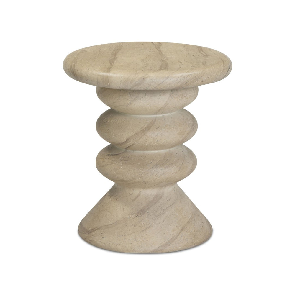 TOV Furniture Hyre Contemporary Faux Travertine Side Table for Indoor/Outdoor Use - Stylish & Durable Accent Piece TOV-OC54712