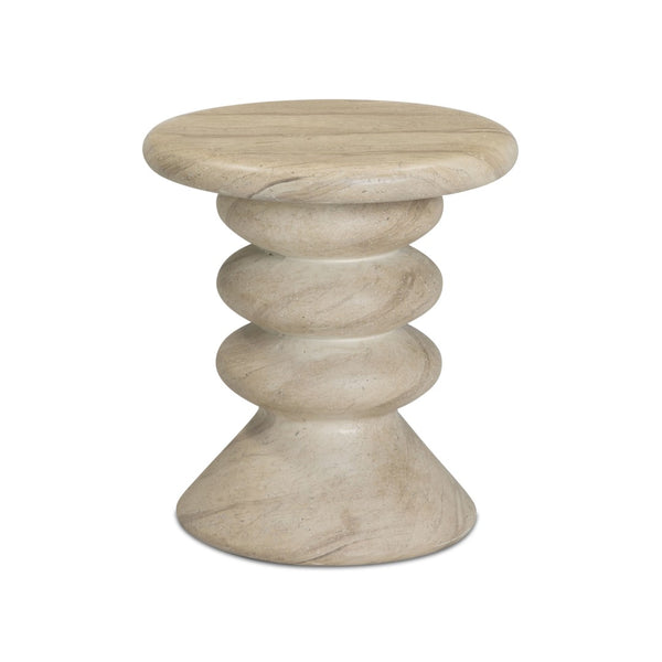 TOV Furniture Hyre Contemporary Faux Travertine Side Table for Indoor/Outdoor Use - Stylish & Durable Accent Piece TOV-OC54712