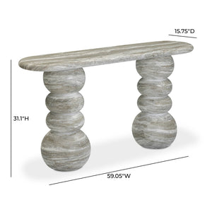 TOV Furniture Hyre 59" Faux Stone Console Table - Modern Indoor/Outdoor Design, Durable Fiberglass Construction TOV-OC54713