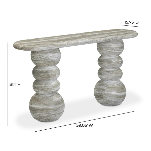 TOV Furniture Hyre 59" Faux Stone Console Table - Modern Indoor/Outdoor Design, Durable Fiberglass Construction TOV-OC54713