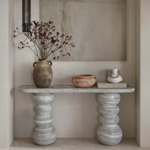 TOV Furniture Hyre 59" Faux Stone Console Table - Modern Indoor/Outdoor Design, Durable Fiberglass Construction TOV-OC54713