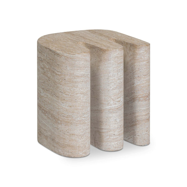 TOV Furniture Thyme Faux Travertine Side Table - Sculptural Concrete Design for Indoor & Outdoor Elegance TOV-OC54714