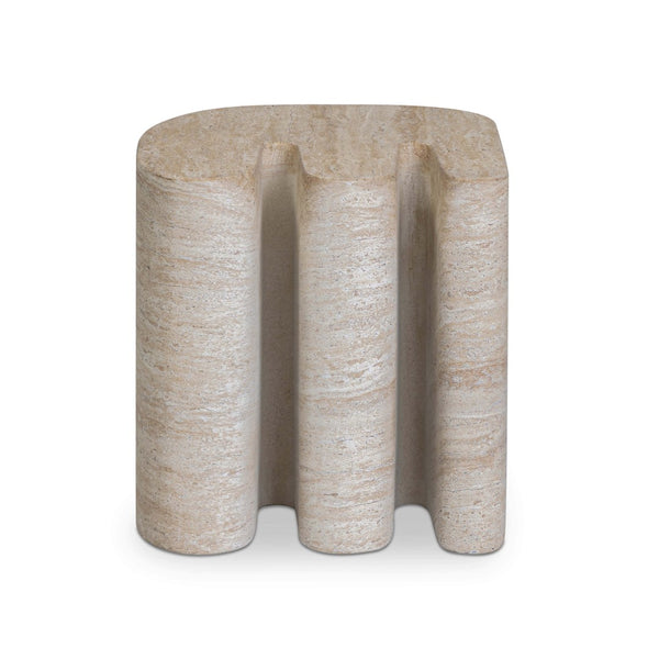 TOV Furniture Thyme Faux Travertine Side Table - Sculptural Concrete Design for Indoor & Outdoor Elegance TOV-OC54714