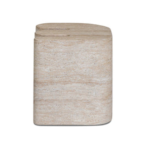 TOV Furniture Thyme Faux Travertine Side Table - Sculptural Concrete Design for Indoor & Outdoor Elegance TOV-OC54714