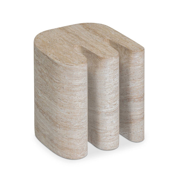 TOV Furniture Thyme Faux Travertine Side Table - Sculptural Concrete Design for Indoor & Outdoor Elegance TOV-OC54714