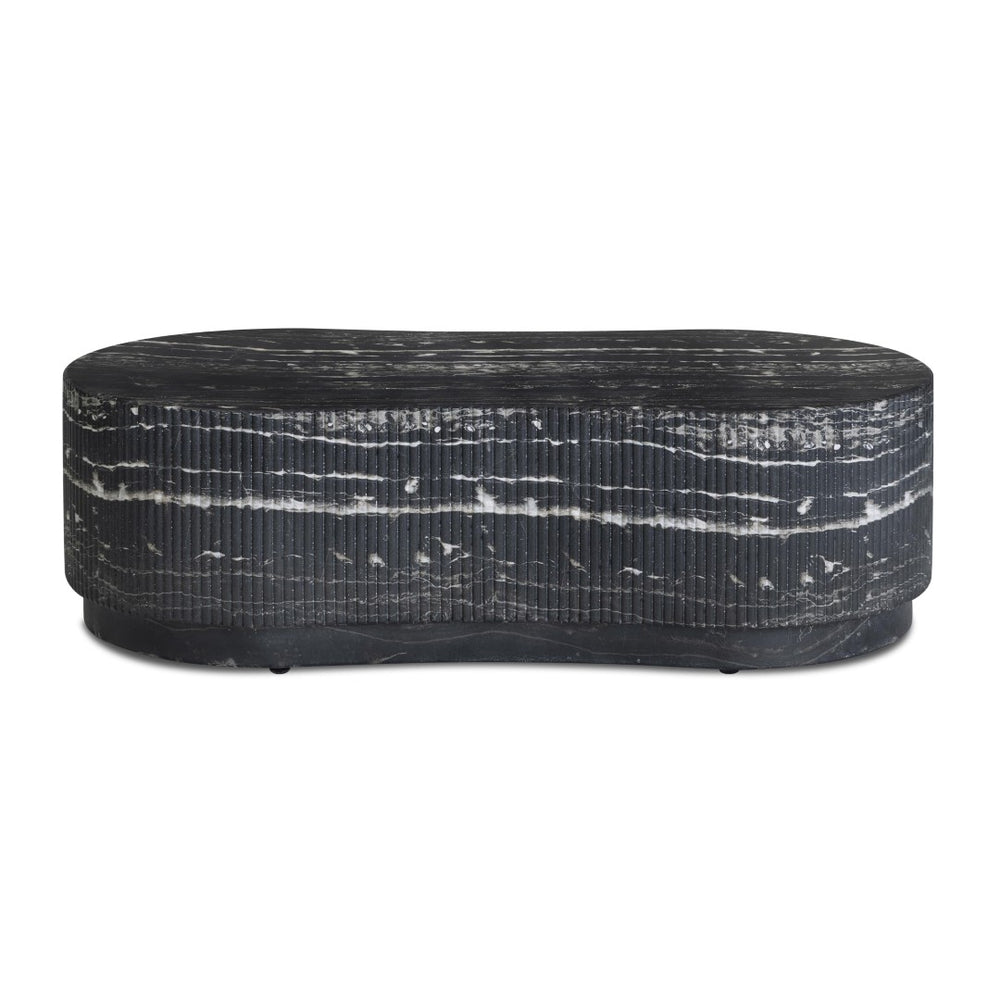 TOV Furniture Hades 47" Black Faux Marble Coffee Table – Stylish Indoor/Outdoor Centerpiece with Durable Design TOV-OC54715