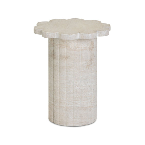 TOV Furniture Blossom Faux Travertine Side Table - Elegant Indoor/Outdoor Accent with Flower Petal Design & Durability TOV-OC54718