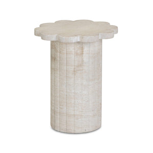 TOV Furniture Blossom Faux Travertine Side Table - Elegant Indoor/Outdoor Accent with Flower Petal Design & Durability TOV-OC54718