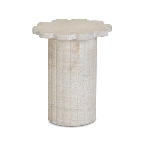 TOV Furniture Blossom Faux Travertine Side Table - Elegant Indoor/Outdoor Accent with Flower Petal Design & Durability TOV-OC54718