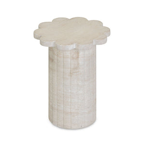 TOV Furniture Blossom Faux Travertine Side Table - Elegant Indoor/Outdoor Accent with Flower Petal Design & Durability TOV-OC54718
