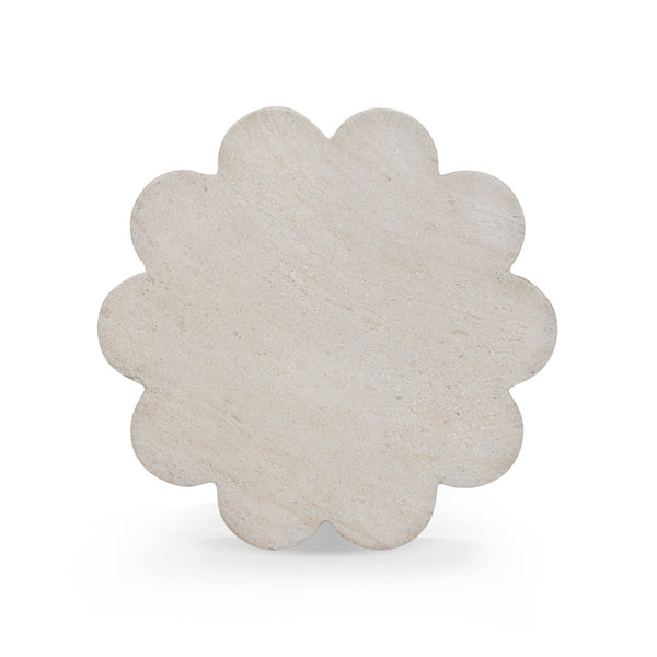 TOV Furniture Blossom Faux Travertine Side Table - Elegant Indoor/Outdoor Accent with Flower Petal Design & Durability TOV-OC54718