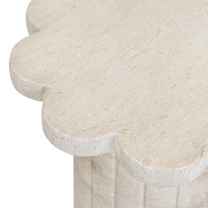 TOV Furniture Blossom Faux Travertine Side Table - Elegant Indoor/Outdoor Accent with Flower Petal Design & Durability TOV-OC54718