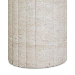 TOV Furniture Blossom Faux Travertine Side Table - Elegant Indoor/Outdoor Accent with Flower Petal Design & Durability TOV-OC54718