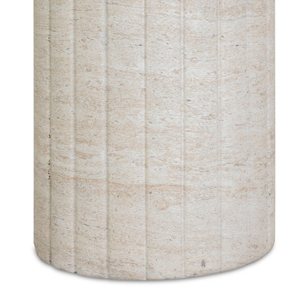 TOV Furniture Blossom Faux Travertine Side Table - Elegant Indoor/Outdoor Accent with Flower Petal Design & Durability TOV-OC54718