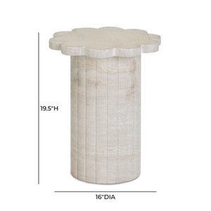 TOV Furniture Blossom Faux Travertine Side Table - Elegant Indoor/Outdoor Accent with Flower Petal Design & Durability TOV-OC54718